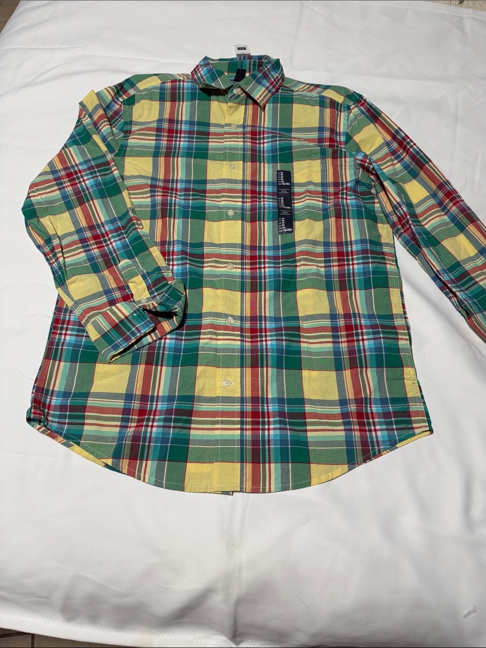 GAP Men's Green & Yellow Plaid Button-Down Shirt   !!New ,,size M